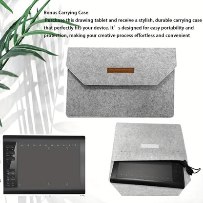 Graphics Drawing Tablet 10x6 Inch, 8192 Levels Pressure Sensitivity Battery-Free Stylus, 12 Programmable Shortcut Keys, 30 Replacement Tips, Tilt Support, Compatible with PC Mac Android – Digital Art, Illustration & Online Teaching