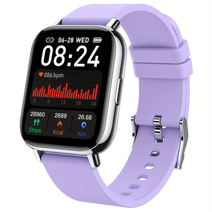 1.69 Inch Big Screen Smartwatch 100 Sport Modes Sleep Monitor Heart Rate Pedometer Fitness Tracker Compatible with Android iOS Unisex Men Women 7 Colors Off White Grey Black Pink Dark Blue Azure Purple