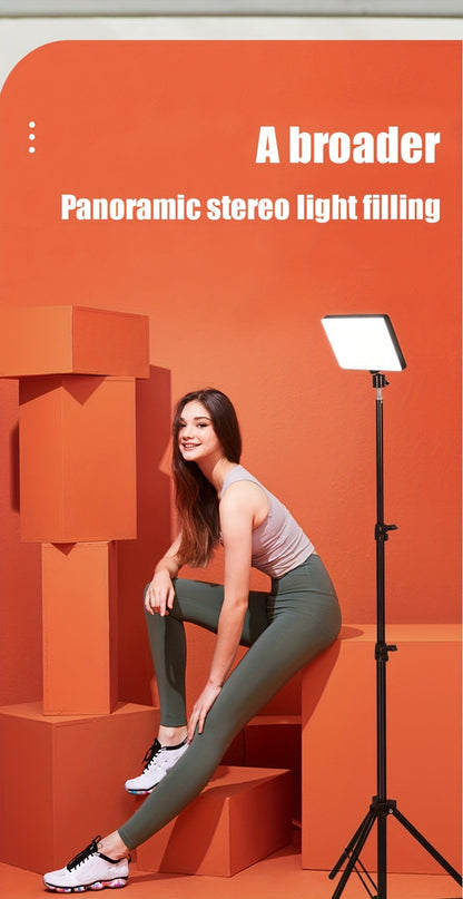 LED Video Light Panel 5600K Dimmable Photography Lighting Kit with Adjustable Tripod Stand & 4 Color RGB Filters for Vlogging Streaming Studio Table Top Photo Video Shooting Content Creator