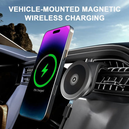Magnetic Car Mount Wireless Charger 15W Fast Charging 360° Rotation Dashboard Phone Holder for iPhone 17 Air 16 15 14 13 12 Pro Max, Samsung Galaxy S24 S23 Android – Black White