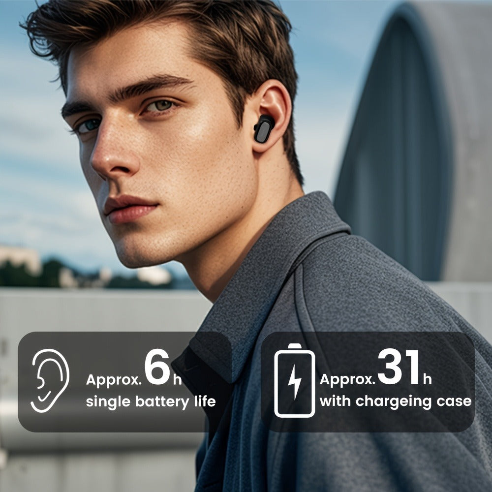 Philips TAT2569 Active Noise Reduction Wireless Earbuds, Dual Beamforming Mics 18H Playtime Bluetooth 5.4, Touch Control Secure Sport Fit Type-C Charging, Compatible with iPhone Android, Gift for Men Women