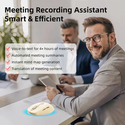 AI Voice Input Wireless Mouse with Real-Time Translation & Auto Writing – PPT Assistant, Dual Mode Bluetooth + 2.4G Rechargeable Smart Mouse with Battery Indicator for Laptop, Tablet, PC & Mac | Smart Office & Study Tool