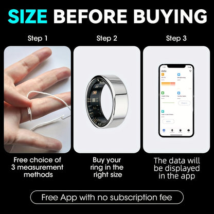 Smart Ring with Charging Case – Bluetooth 6.0 Fitness & Sleep Tracker, Steps, Calories, Remote Camera Control, iOS & Android Compatible, Sizes 7–13, Black Gold Silver