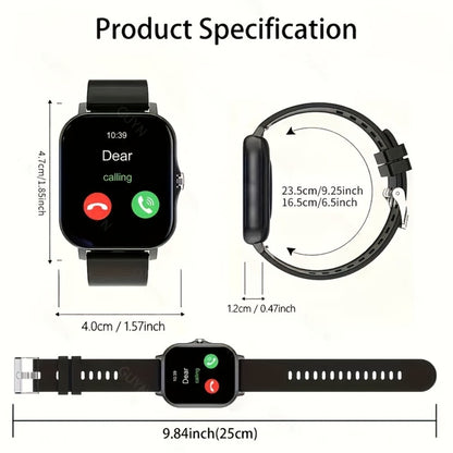 Email Display Smartwatch 1.83" Full Touch – Wireless Calling, Pedometer, Activity Tracker, Multi-Exercise Modes, Dual TPU Strap, USB Rechargeable – Unisex Fitness Watch Pink Silver Black Gold