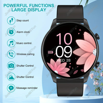 Remote Photo Capture Smartwatch 1.5 Inch Full Touch Screen Wireless Calling Music Playback Multiple Sport Modes Heart Rate Blood Oxygen Sleep Activity Tracker Message Alerts Outdoor Fitness Watch Men Women Black Silver Gold Pink
