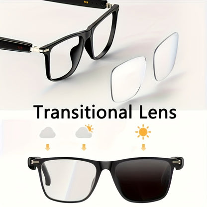 AI Smart Glasses with GPT Voice Assistant & Real-Time Translation 160+ Languages – Photochromic Lenses, Anti-Blue Light, Built-in Speaker & Mic, Unisex Wearable Tech Eyewear
