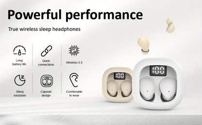 MSHUKCOE Ultra Thin Sleep Earbuds Low Latency Sleep Game Mode, Dual Noise Reduction 6D Bass HiFi Invisible In-Ear Wireless Earphones Ultra Long Battery Life, Birthday Gift