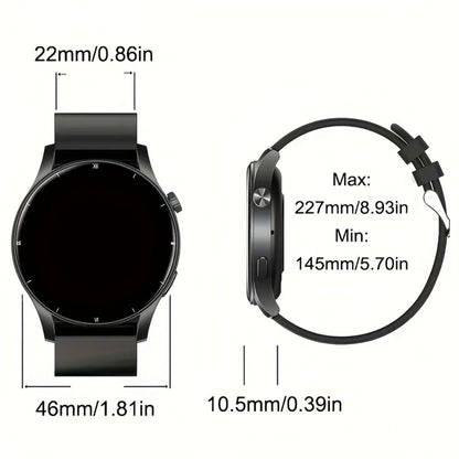 Unisex Smartwatch 1.52" HD Full Touch Screen, Wireless Calling & Text Messages, Multi-Sport Fitness Tracker, Remote Camera Control, Premium Alloy Case & Silicone Strap, USB Charging – Android & iPhone Compatible