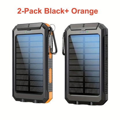 2-Pack Solar Power Bank 20000mAh 40000mAh Portable Dual USB Fast Charging with Built-In LED Flashlight - Emergency Solar Charger for Hiking Camping Outdoor Survival, Compatible with iPhone Android Samsung