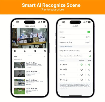 AI-Powered 3MP Indoor Security Camera 2-Pack, Humanoid Detection, Alexa Compatible, Full-Color Night Vision, Two-Way Audio, Smart Motion Alerts, 2.4G WiFi – Home Baby Pet Video Monitoring