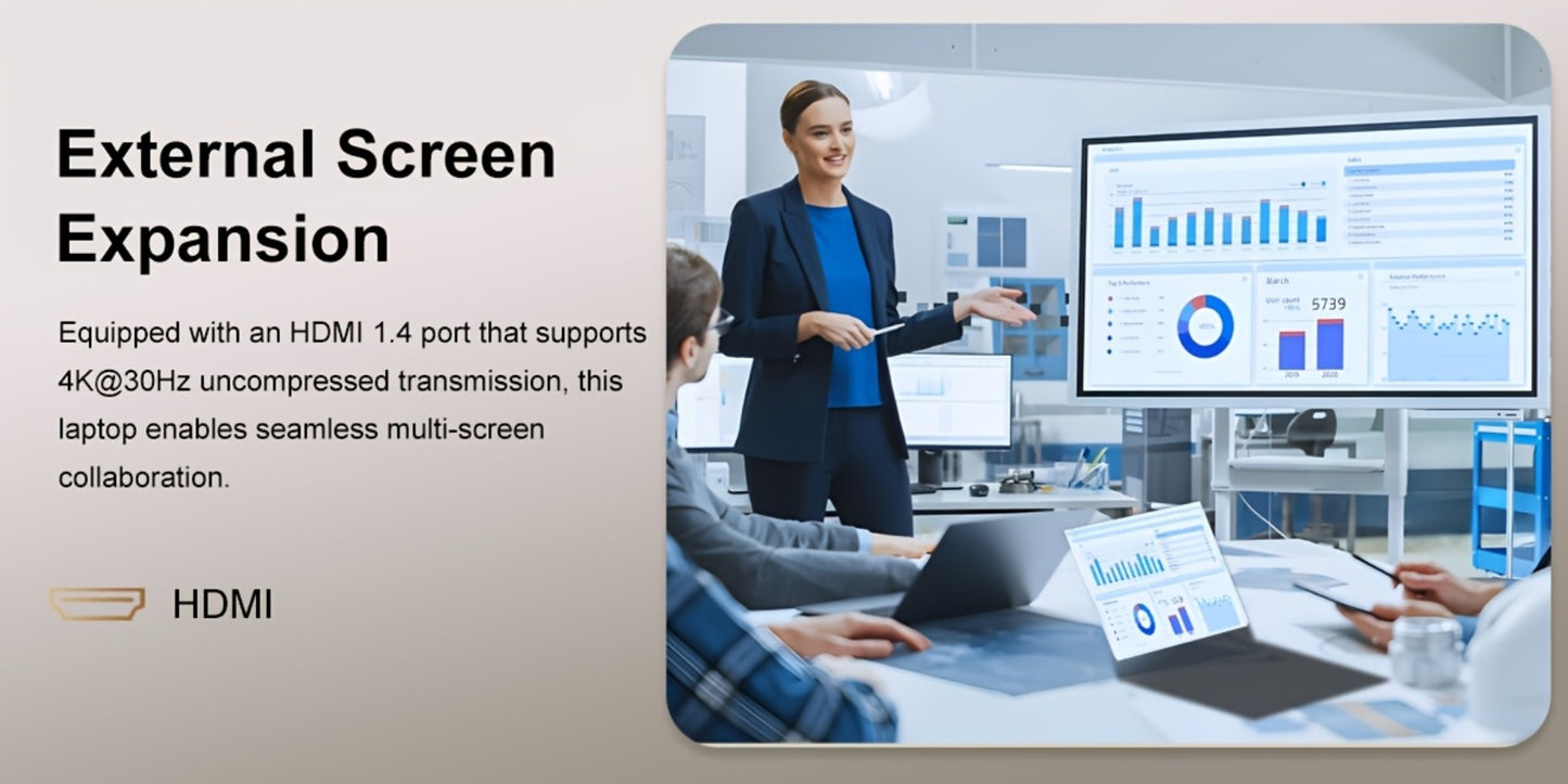 15.6 Inch Ultra-Thin Laptop, Intel Pentium 6500Y, 8GB RAM 256GB SSD, 4K Dual-Screen Support, Quad Stereo Speakers, Type-C PD Fast Charging – Lightweight Office & Entertainment Notebook PC