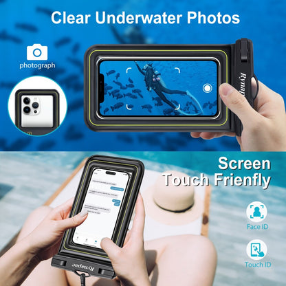 Buoyant Waterproof Phone Dry Bag 2 Pack for iPhone 16 15 14 13 12 11 Pro Max Samsung Galaxy – Float Pouch Beach Pool Water Park Kayaking Universal Fit