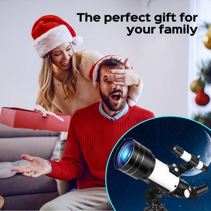 70mm Aperture Telescope 150X for Adults & Kids – Portable Astronomical Telescope with Tripod, Phone Holder, Barlow Lens & Eyepiece, Best Gift for Stargazing, Nature & Education