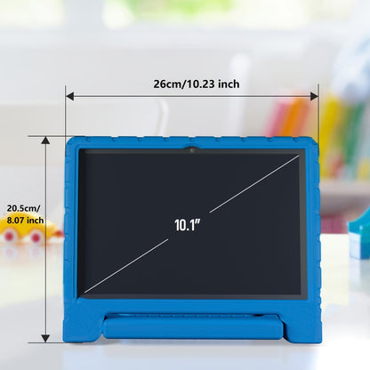 Kids Tablet 10.1 Inch Android 14 8GB RAM 64GB Storage 6000mAh Battery WiFi Dual Camera 1280x800 Parental Controls Google Kids Space Drop Protection Educational Blue Pink Purple Green