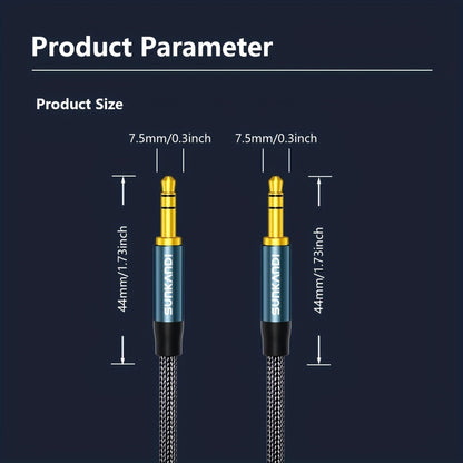 3.5mm Male to Male AUX Audio Cable – Durable Tangle-Free Stereo Cord for Car, Headphones, Speakers, Smartphones & Home Stereo, Available in 3 Lengths by SUNKANDI