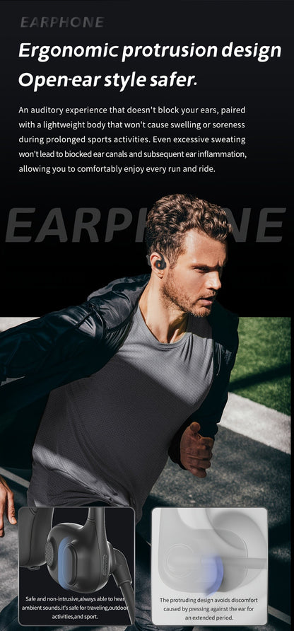 Open-Air Conduction Wireless Business Earphones Dual ENC Noise Canceling Microphones 10H Playtime for Calls Work Driving Online Meetings Outdoor Cycling Cream Black