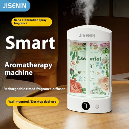 Mini Aroma Diffuser & Humidifier 2-in-1 Portable USB Rechargeable – 7-Level Timer, Silent Operation, LED Display, Auto Shut-Off, Essential Oil Bundles for Home Car Office Travel