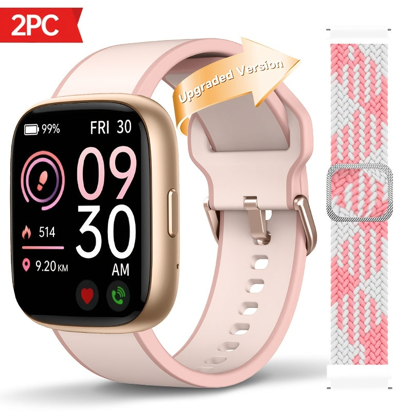 Alexa Built-in Waterproof Smartwatch 1.83" HD – Wireless Calling, 100+ Sport Modes, Heart Rate SpO2 Sleep Tracker, Optional Woven Strap – Unisex Black Green Purple Pink Gold White iPhone & Android