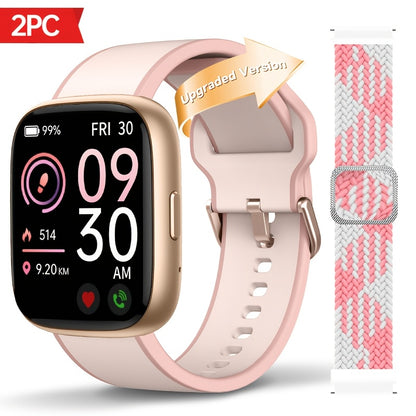 Alexa Built-in Waterproof Smartwatch 1.83" HD – Wireless Calling, 100+ Sport Modes, Heart Rate SpO2 Sleep Tracker, Optional Woven Strap – Unisex Black Green Purple Pink Gold White iPhone & Android