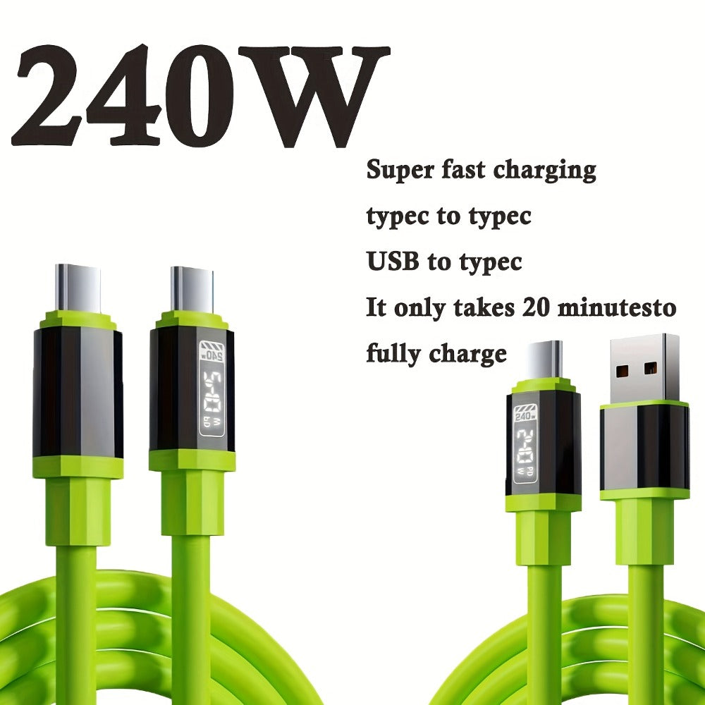 2-Pack USB-C to USB-C Super Fast Charging Cable with Data Transfer, Matcha Green, for Android Samsung Galaxy Google Pixel Xiaomi Redmi OPPO Vivo, Home Travel Car Charger Cord