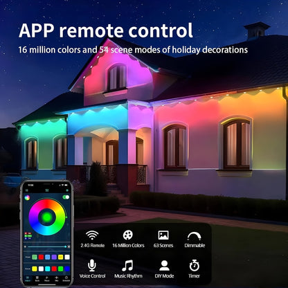 Permanent Outdoor Lights for Eaves RGB Color Changing – Music Sync, Dimmable, Timer | Multicolor & Warm White | 19FT to 200FT | Christmas Holiday Roofline Lighting