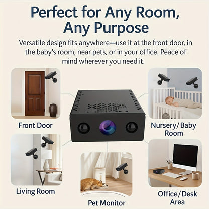 Mini Security Camera No WiFi No Internet Needed, Full HD 1080P Wireless Indoor Camera Built-In AP Hotspot, Night Vision, Motion Detection, Voice Recording, Cloud Storage – Home Garage Baby Pet Monitor