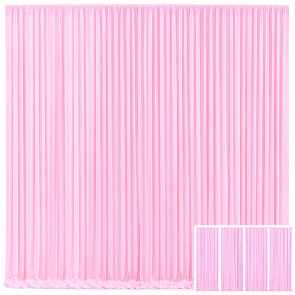 Backdrop Curtains 4 Pack 59x118 Inch – Wrinkle-Resistant Non-Transparent Party Decoration Fabric with Pole Pocket, Machine Washable & Reusable for Wedding, Birthday, Christening, Graduation & Holiday Events