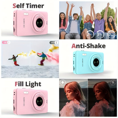 1080P HD Digital Camera 64MP 16x Zoom Vlogging Camera with 2.4-inch LCD Screen 32GB Memory Card Rechargeable Webcam for Photography Video Recording Beginners Kids Gift