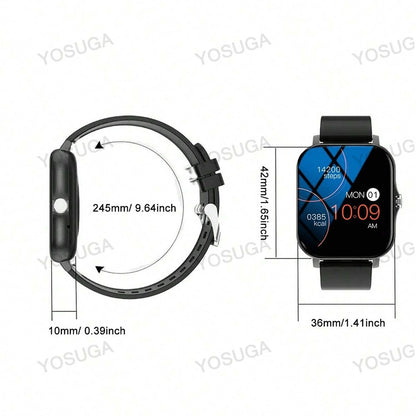 Smartwatch with Extra Strap Set, 1.83" Touch Screen, Wireless Calling, Multiple Sport Modes, Alarm Clock, Pedometer & Step Counter, USB Lithium Battery – Unisex Gift Compatible with iOS & Android