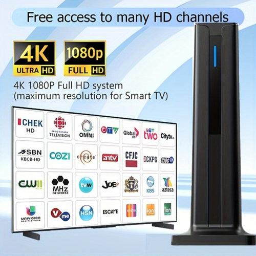 Magnetic Base TV Antenna Indoor – 4K 1080P HD, VHF & UHF Signal Booster Amplifier, Portable Digital Antenna for All TVs, 1pc or 2pcs Bundle