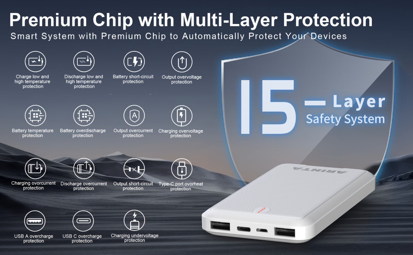 USB-C 5V Heated Vest Battery Pack 10000mAh 5V 2A Portable Power Bank for Heated Jacket Heated Gloves Smartphone Tablet Smartwatch Outdoor Winter Camping Hiking Skiing Travel
