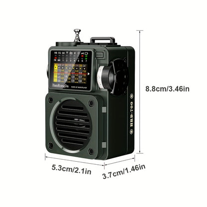Shortwave Radio Bluetooth Speaker HRD-700 with FM MW SW WB NOAA Weather Alerts, MicroSD, ATS Presets, Rechargeable Retro Portable Radio for Camping Emergency Home Use