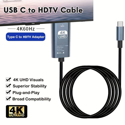 USB-C to HDMI Adapter 4K@60Hz – Thunderbolt 3/4 Compatible, Aluminum, for MacBook Pro/Air, iPad Pro, iPhone 16, Galaxy, XPS & More
