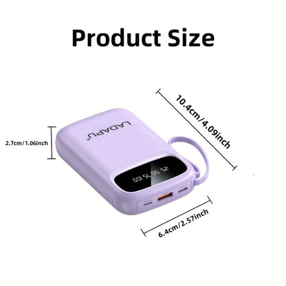 Portable Charger 10000mAh with Built-In 3 Cables Lightning USB-C Micro-USB 22.5W Super Fast Charging Cute Cartoon Mini Power Bank for iPhone Android Travel Backup Battery – Purple Black Red White