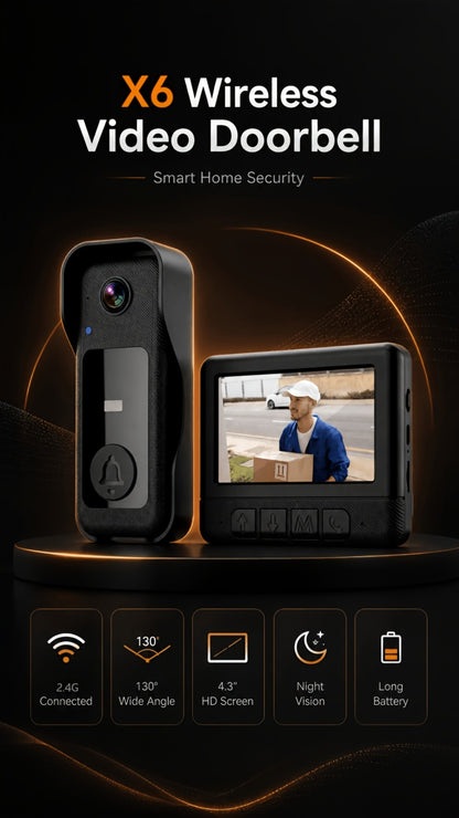 Wireless Security Camera System with Video Doorbell, Indoor Outdoor Surveillance, Long Battery Life, Two-Way Audio, Night Vision, Motion Detection, Smart App Control for Home Apartment Front Door
