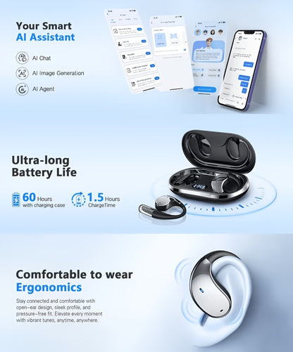 AI Language Translation Headphones Real-Time 156 Languages & Accents 3-in-1 Wireless Bluetooth Earbuds for Travel Business Learning iOS Android Compatible Bluetooth 5.4