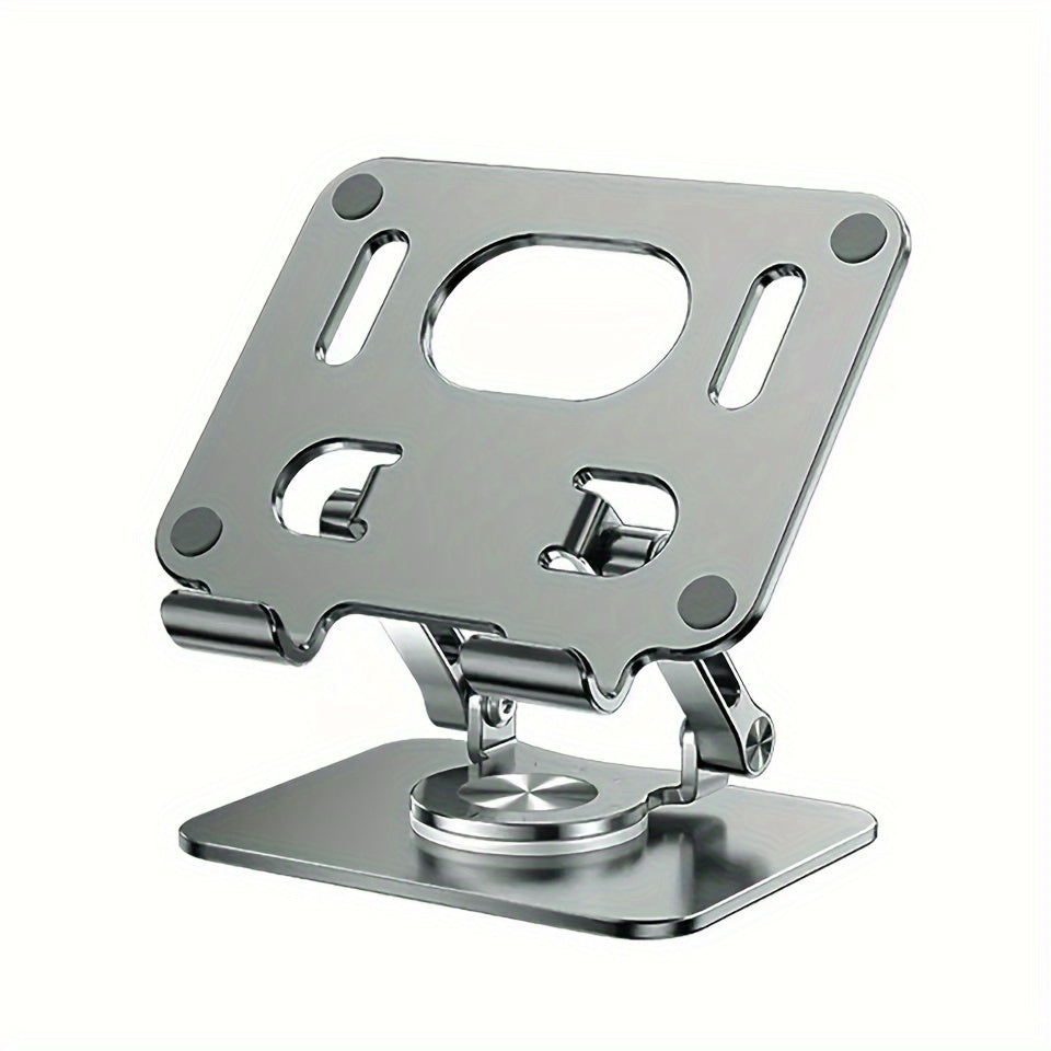 360° Rotating Foldable Tablet Stand for iPad & Phone, Adjustable Desktop Holder, Universal Compatibility – Black/Silver
