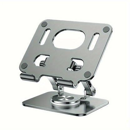 360° Rotating Foldable Tablet Stand for iPad & Phone, Adjustable Desktop Holder, Universal Compatibility – Black/Silver