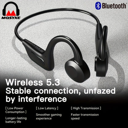 Open Ear Air Conduction Headphones Wireless, Mosyxe Sport Earphones with Noise Cancelling Mic, Seamless Bluetooth Pairing, Lightweight Open-Ear Design for Running Cycling Hiking Gym Outdoor Sports
