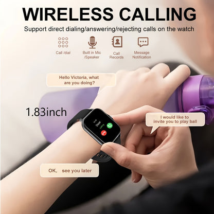 Smartwatch with Navigation & Dual Strap 1.83" TFT Full Touch Screen, Wireless Calling, Remote Camera, Music Player, Message Alerts – For Men & Women iPhone & Android