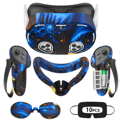 Meta Quest 3S Silicone Cover Set - VR Face Cover Shell Controller Grip Case Camera Lens Protector Full Protection Accessories Kit for Meta Quest 3S