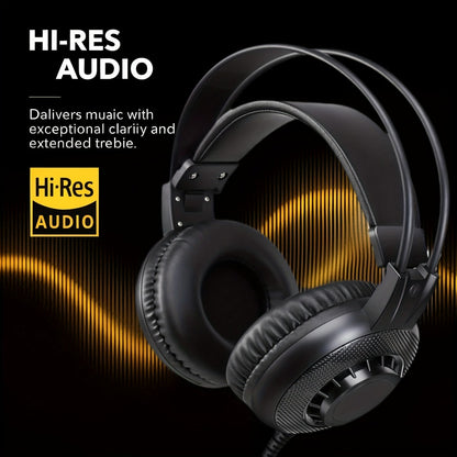 Wired Over-Ear Studio Gaming Headphones with Boom Arm Microphone – Hi-Res Audio Noise Cancellation Detachable Cable for PC PS4 Xbox Zoom Skype DJ Smartphone Tablet Home Office
