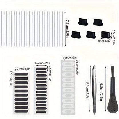 Phone Dust Plug Kit 67PCS – Type-C & Lightning Port Protectors, Speaker Dust Mesh Stickers, Cleaning Brush Set, Anti-Dust Caps for iPhone & Android Smartphones