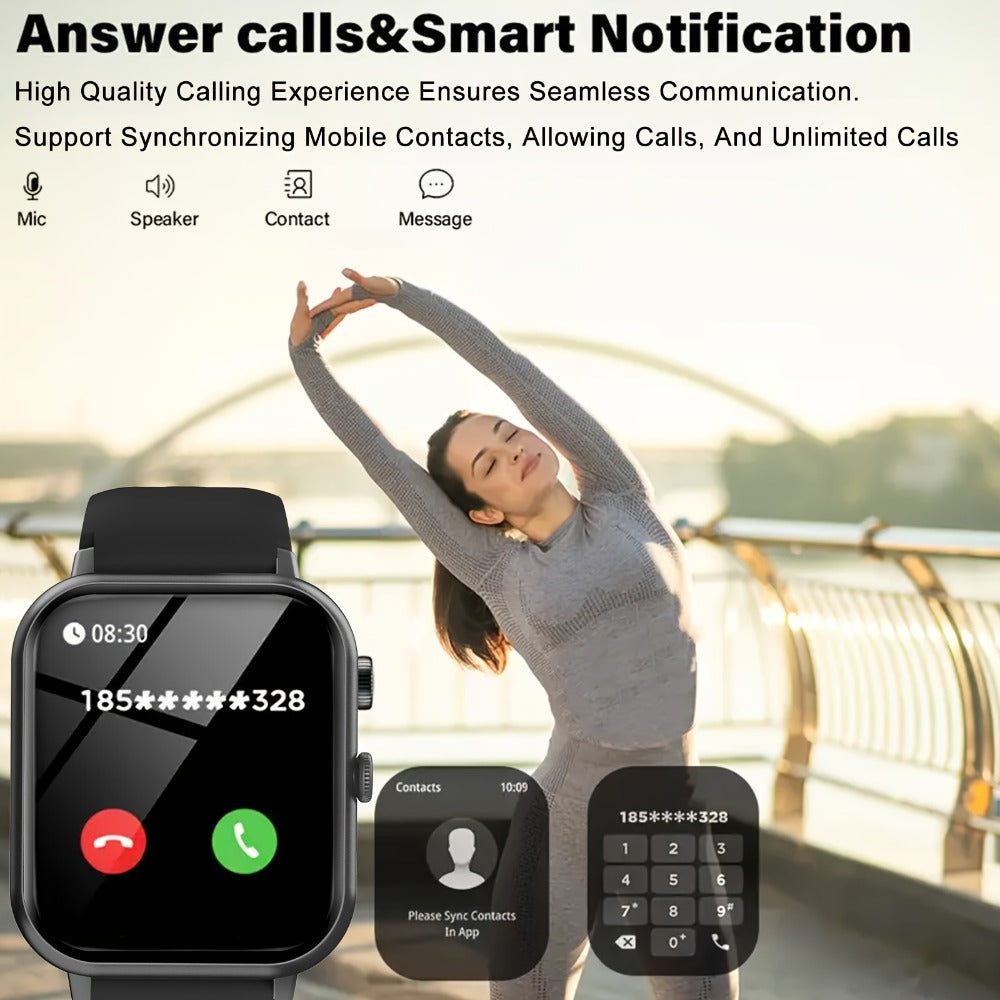 Fitness Smartwatch 1.83 Inch HD+ Full Touch Screen Bluetooth 5.2 Wireless Calling Step Tracker Distance Calorie Counter Wristband for Men Women Compatible with iPhone Android – Black Pink Silver