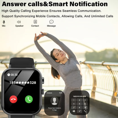 Fitness Smartwatch 1.83 Inch HD+ Full Touch Screen Bluetooth 5.2 Wireless Calling Step Tracker Distance Calorie Counter Wristband for Men Women Compatible with iPhone Android – Black Pink Silver