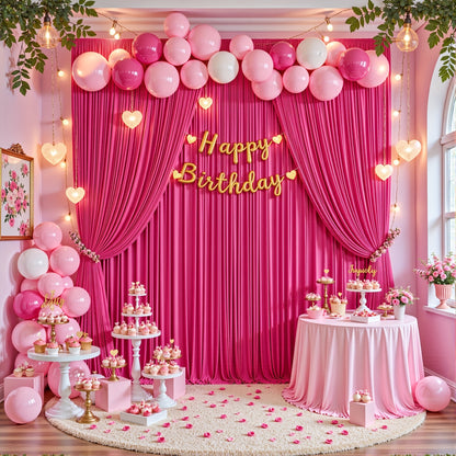 2-Pack 10x10ft Spandex Photography Backdrop Curtains - Wrinkle-Resistant Polyester Background Cloth with Pole Pockets for Weddings, Birthdays, Banquets & Photo Studio Events