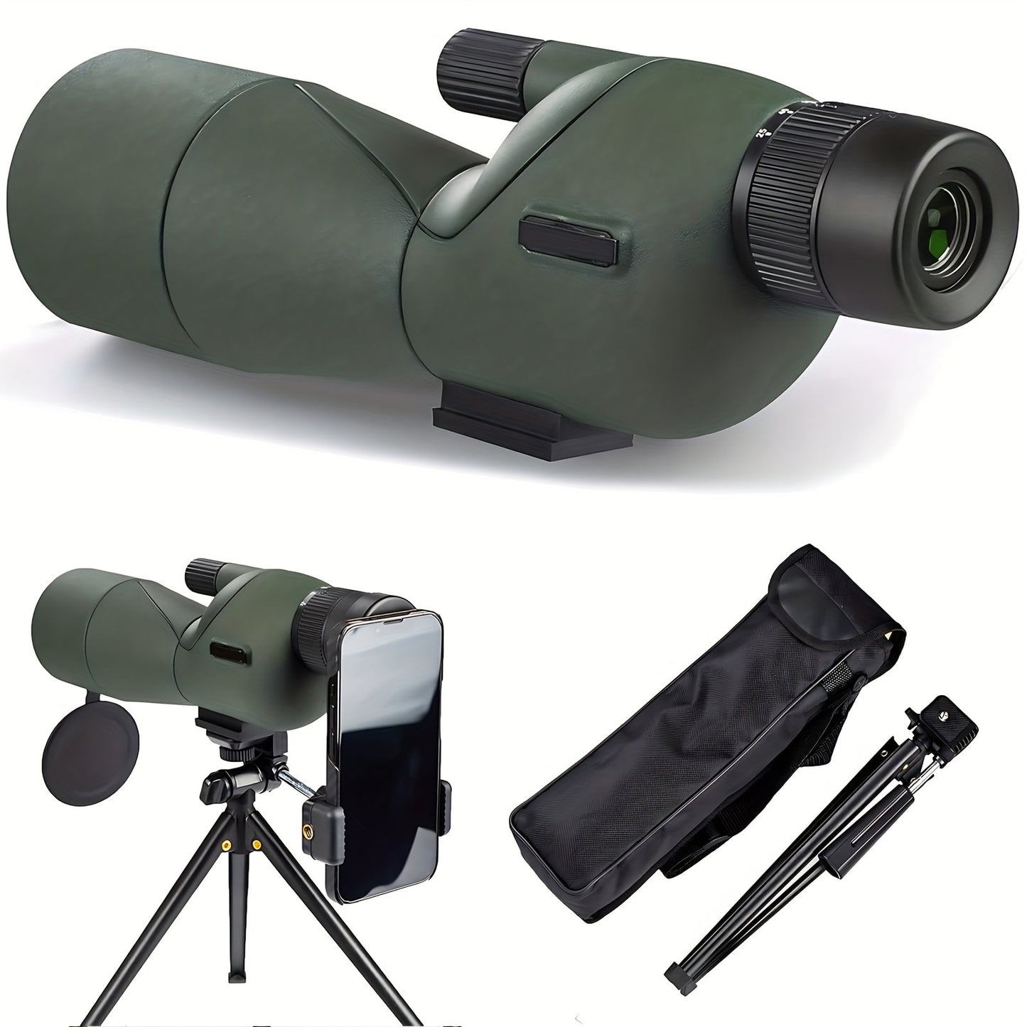 25-75x60 Spotting Scope with Tripod, Carrying Bag & Smartphone Adapter | High-Power Variable Zoom Scope for Target Shooting, Hunting, Bird Watching & Outdoor Sports – Best Gift for Dad