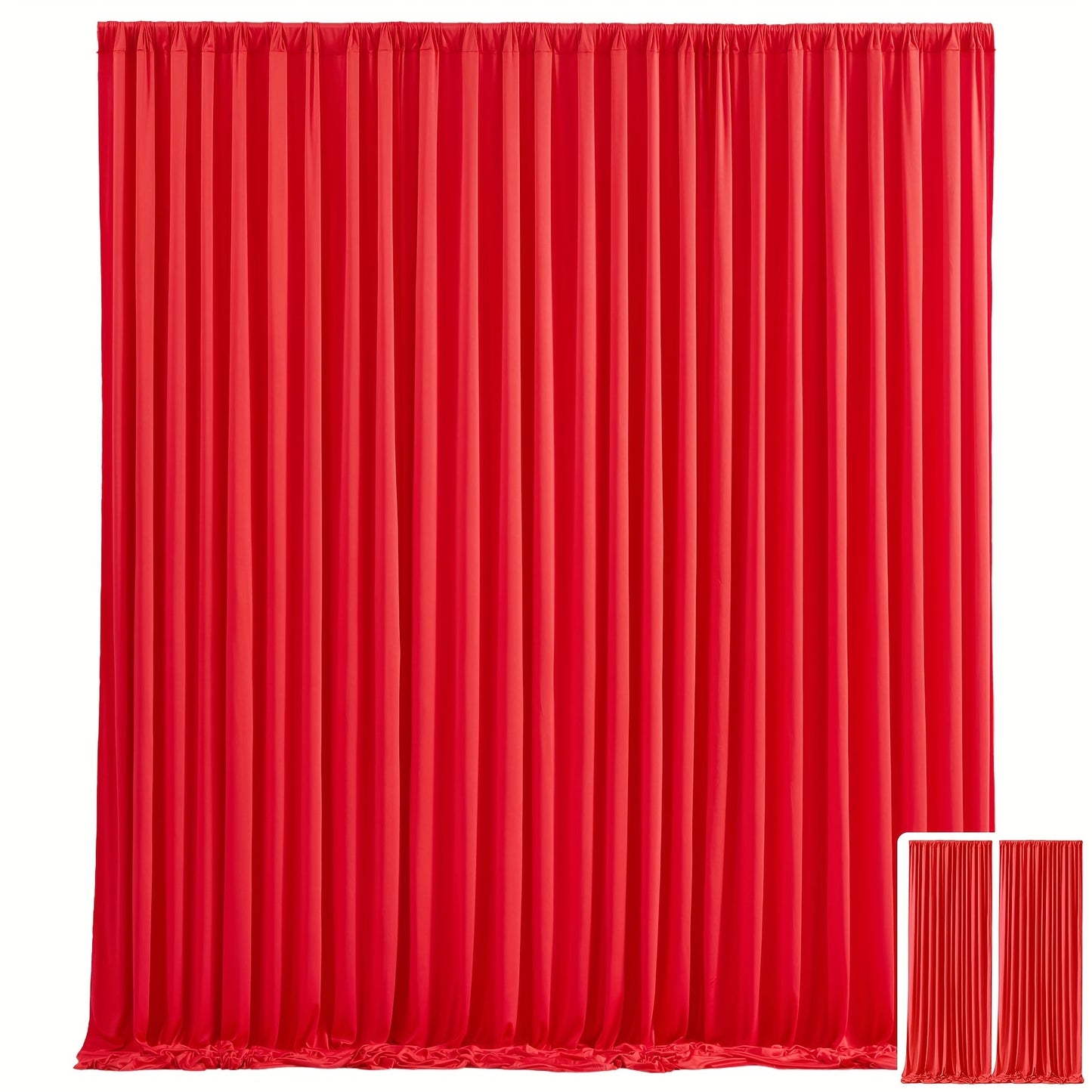 10x10Ft Polyester Photography Backdrop 2-Pack – Photo Booth Background Curtain for Party, Birthday, Wedding, Holiday, Stage & Exhibition Decoration, Wrinkle-Free, Machine Washable, Easy Pole Install