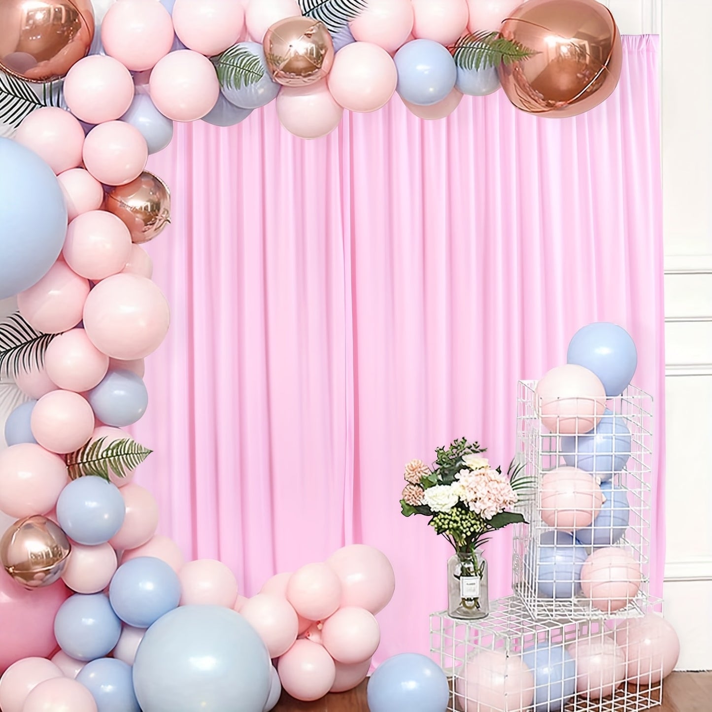 10x10Ft Polyester Photography Backdrop 2-Pack – Photo Booth Background Curtain for Party, Birthday, Wedding, Holiday, Stage & Exhibition Decoration, Wrinkle-Free, Machine Washable, Easy Pole Install