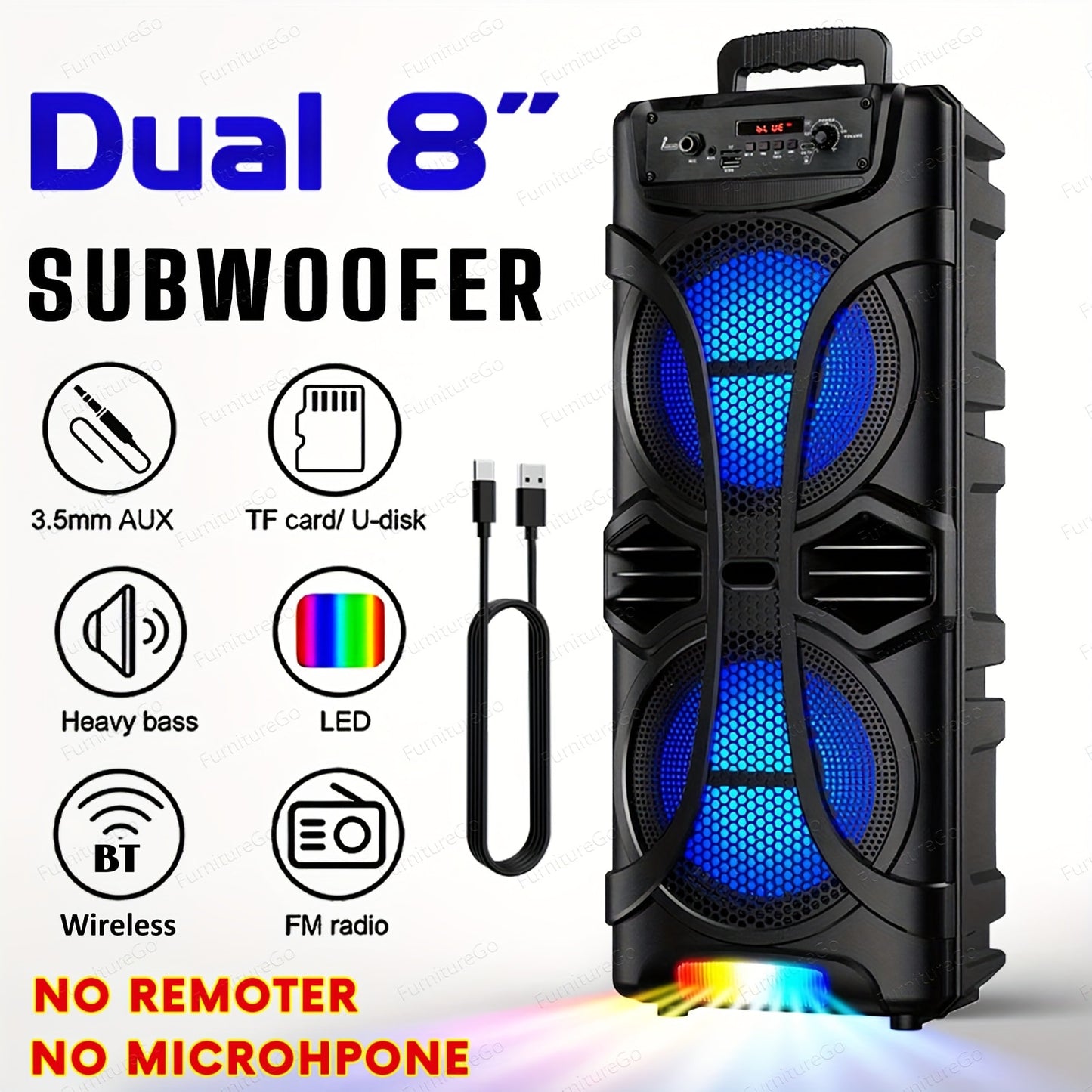 PA Speaker Karaoke Machine 3000W with Dual 6.5" Woofers – Bluetooth Wireless, FM Radio, Party Lights, Wired Microphone Included, Portable Boombox for Parties, Events & Outdoor Use